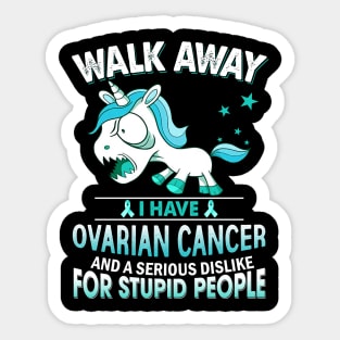 funny ovarian cancer grumpy unicorn warrior Sticker